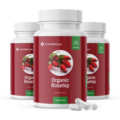 3x Organic Rosehip, total 1080 capsules