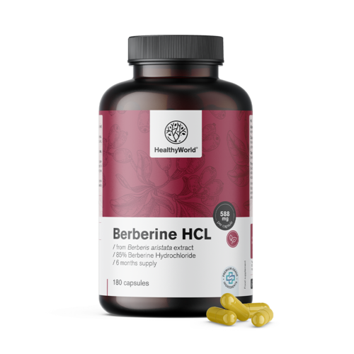 Berberine HCL 500 mg, 180 capsules