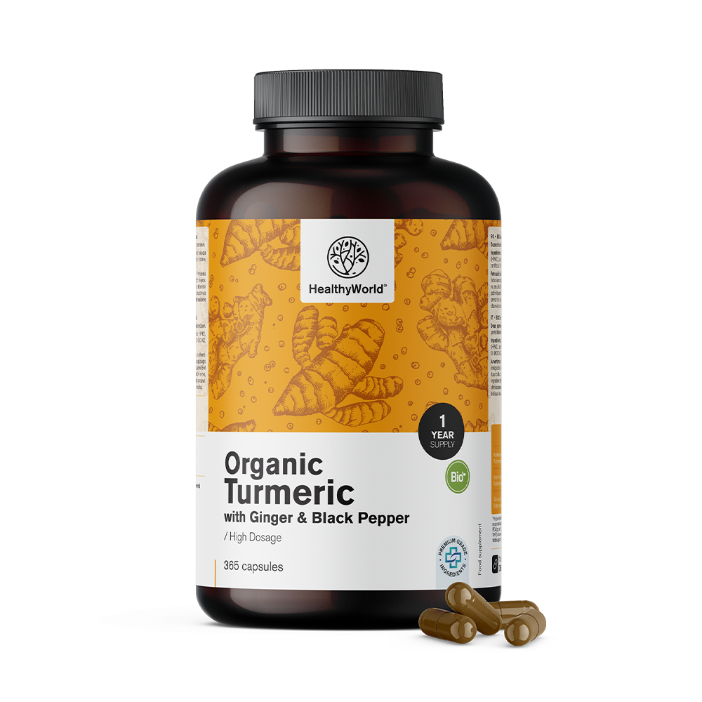 Organic Turmeric 480 mg - with Ginger and Black Pepper