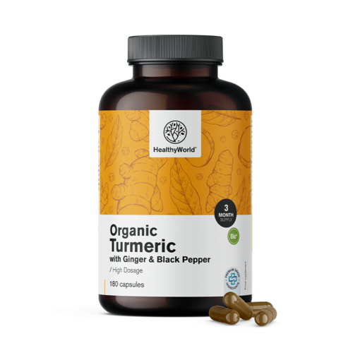 Organic Turmeric 1440 mg - with Ginger and Black Pepper, 180 capsules