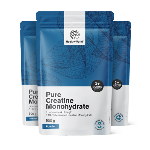 3x Pure Creatine Monohydrate Powder, total 1500 g