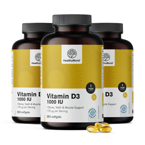 3x Vitamin D3 1000 IU, total 1080 softgels