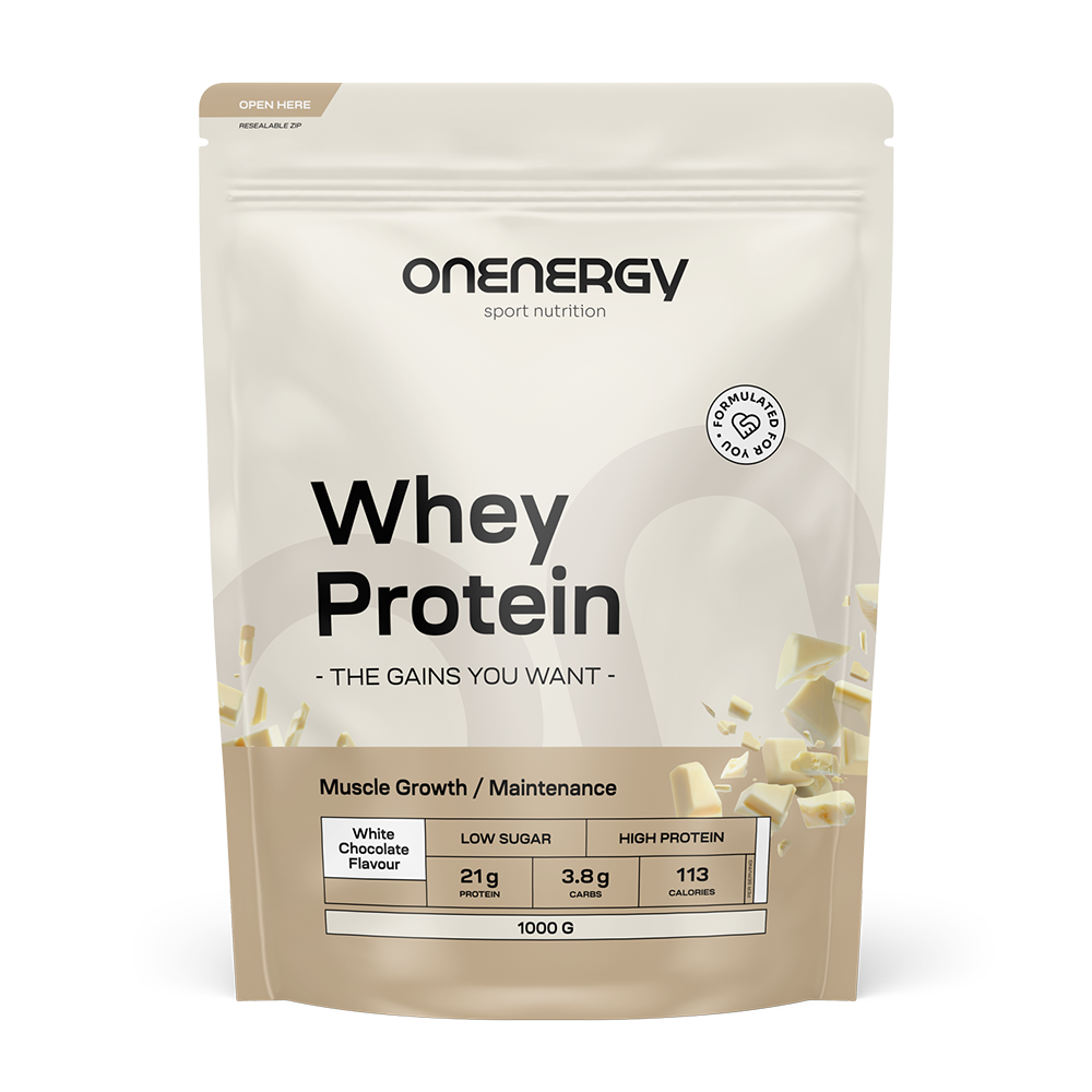 Whey Protein with a Smooth White Chocolate Flavour 