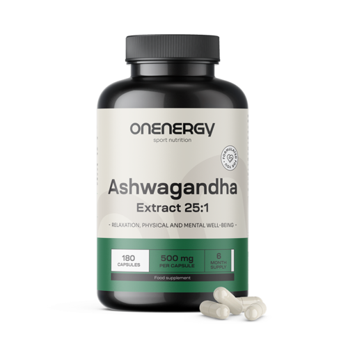 Ashwagandha 500 mg – Extract 25:1, 180 capsules