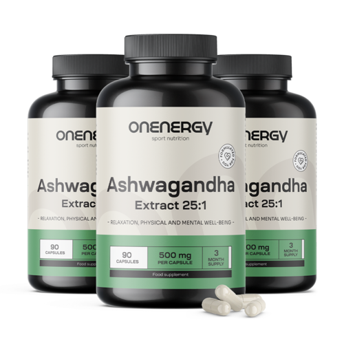 3x Ashwagandha 500 mg – Extract 25:1, total 270 capsules