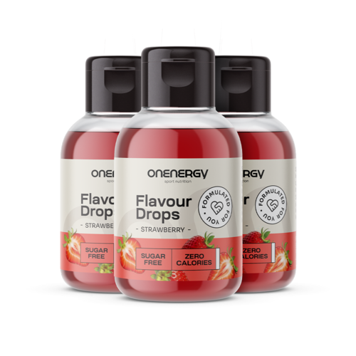 3x Flavor Drops with Sweetener – Strawberry, total 150 ml