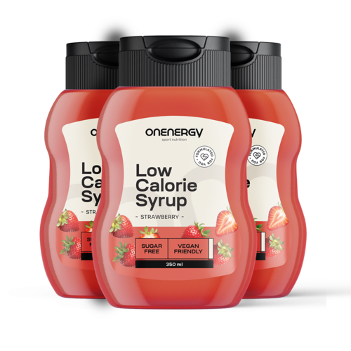 3x Low-Calorie Syrup with Sweetener – Strawberry, total 1050 ml