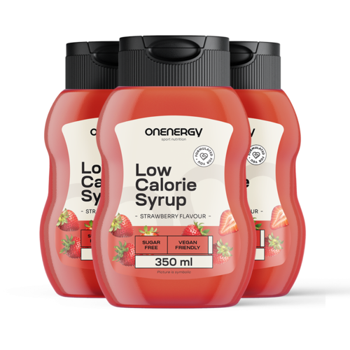 3x Low-Calorie Syrup with Sweetener – Strawberry, total 1050 ml