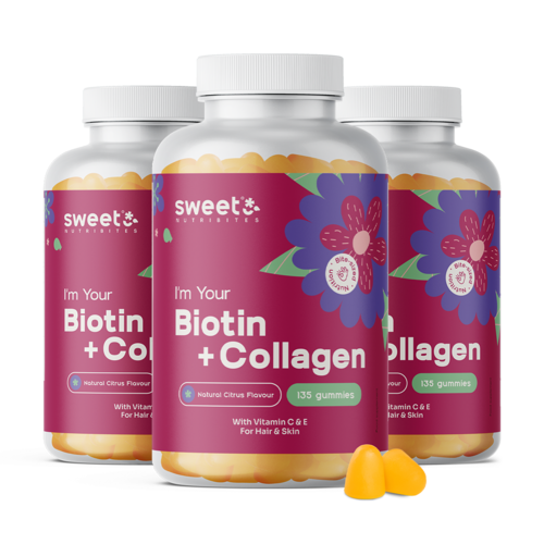 3x Biotin + Collagen – Gummies for Hair, Skin and Nails, total 405 gummies